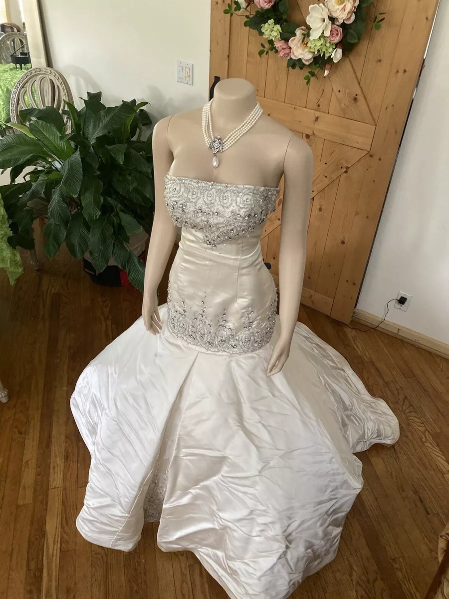 STEPHEN YEARICK Ivory With Crystals Wedding Dress Size 10 eBay
