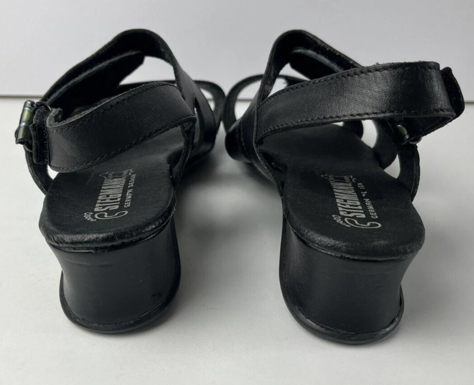 Sandalias para mujer Stegmann Nala de cuero con estampado animal negro y verde talla 39 Foto 4 de 4