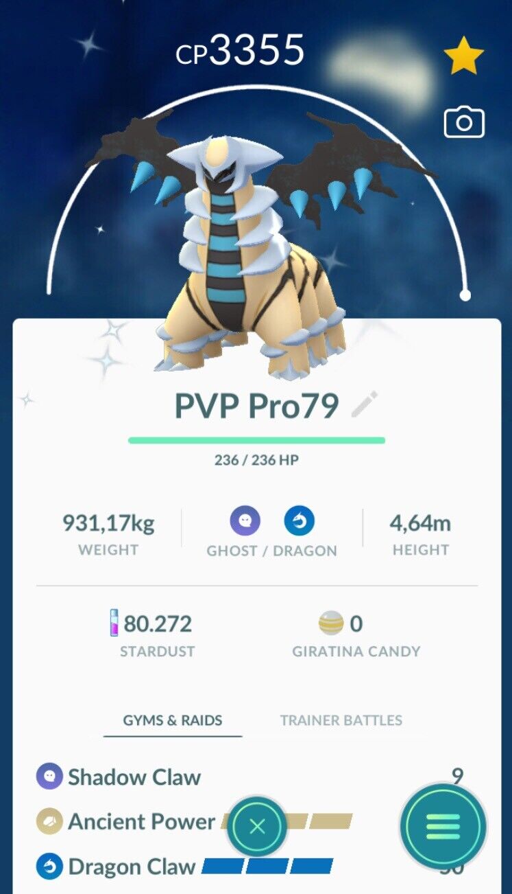 Pokémon GO Shiny Giratina / Giratina (Altered) Level 40 / Level 50