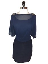 NEW R M RICHARDS Size 12 Blouson Dress Blue Sparkles Short Sleeve