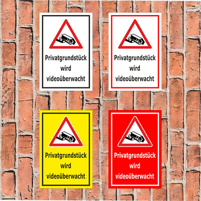 Schild Privatgrundstück wird videoüberwacht - Videoüberwachung Kamera - 4 Größen