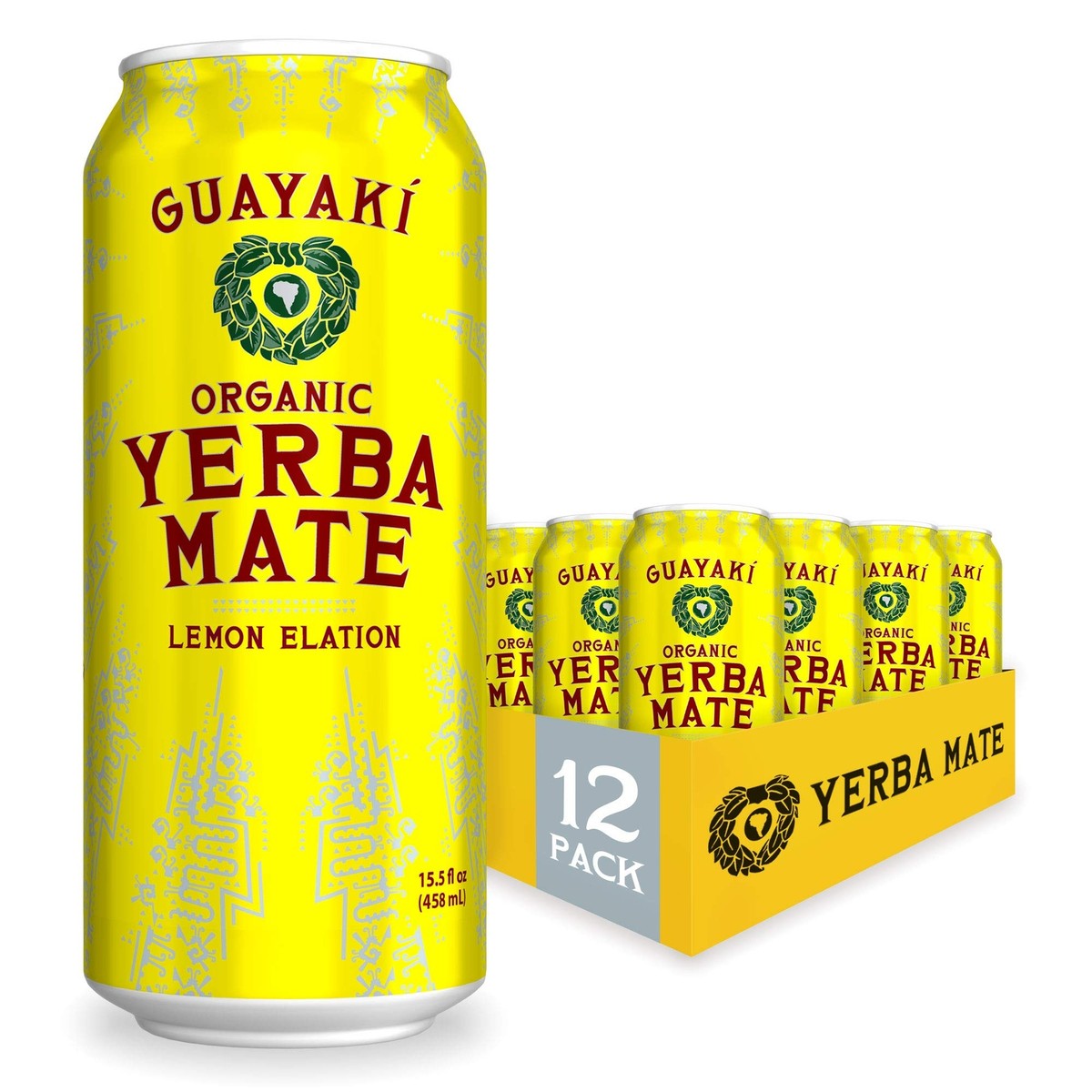 AMBE　レモンボトル3本 Guayaki Lemon Elation Yerba Mate Drink 15.5 Fl Oz Pack of 12