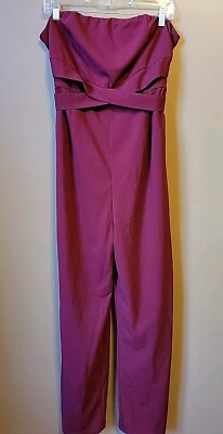 NWT Forever 21 Women's Wine Jumpsuit Tube Top Tie/Belted Waist