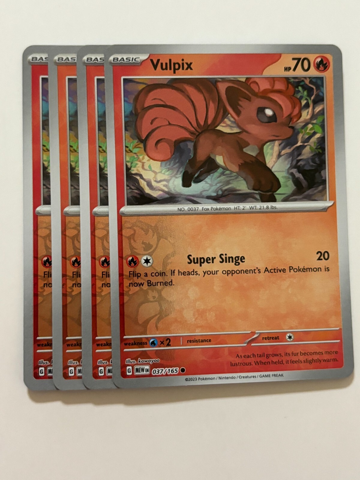 Pokemon Card 151 Reverse Holographic 4x Playset Vulpix 037/165 Near Mint