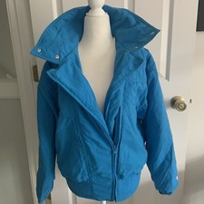 80s Roffe Natalie Cerulean blue Ski Jacket women sz 8 made in the USA Excellent