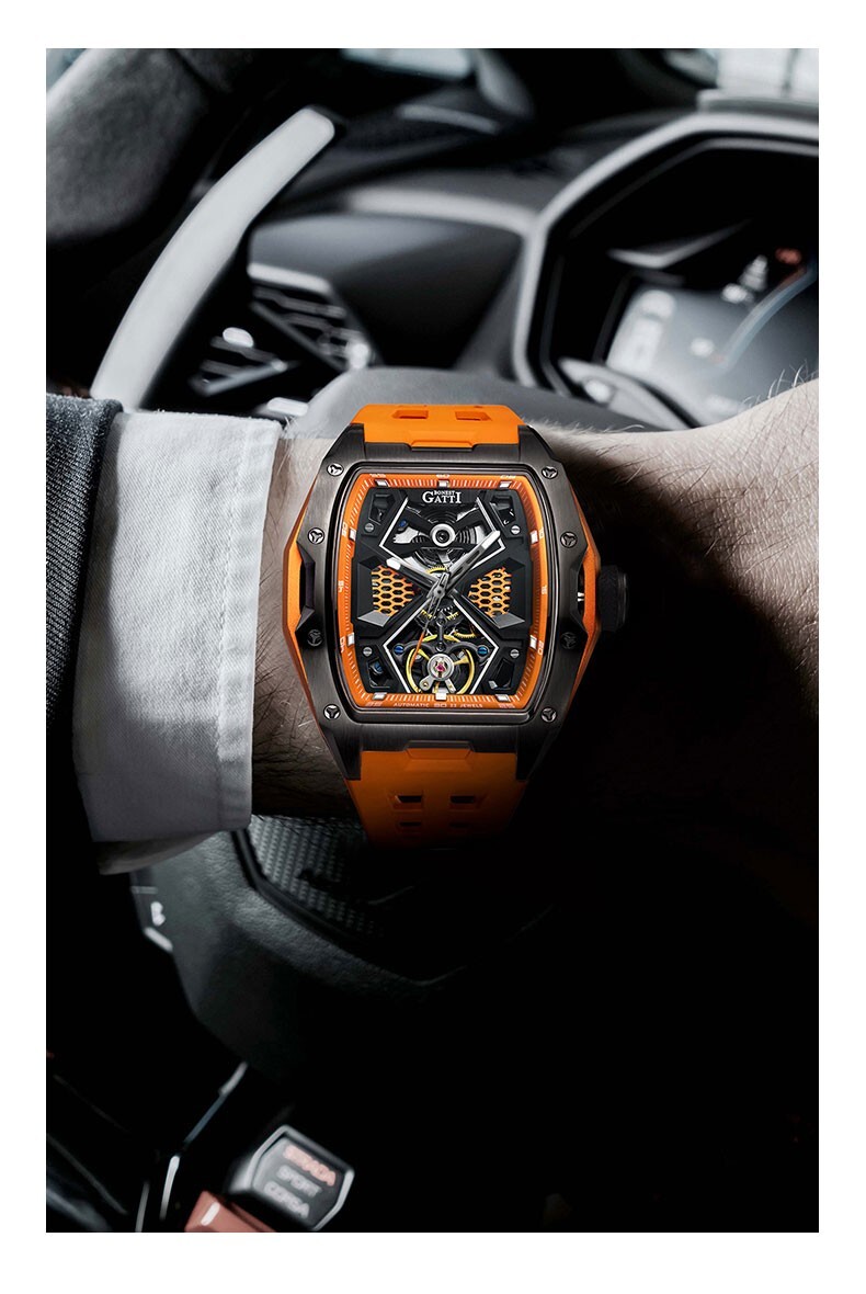BONEST GATTI Men Automatic Watch Luxury Tonneau Mechanical