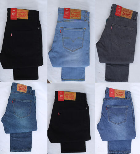 Jeans Levis 511 hommes multi-tailles flambant neuf confort coupe slim zippé conique Royaume-Uni - Photo 1 sur 30