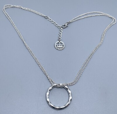 Trifari silberfarbene Kabelkette Kreis Charm Halskette 