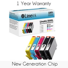 New Gen 5 Pack 564XL Ink Cartridge Set  for HP Photosmart 5515 5520 7510 Printer