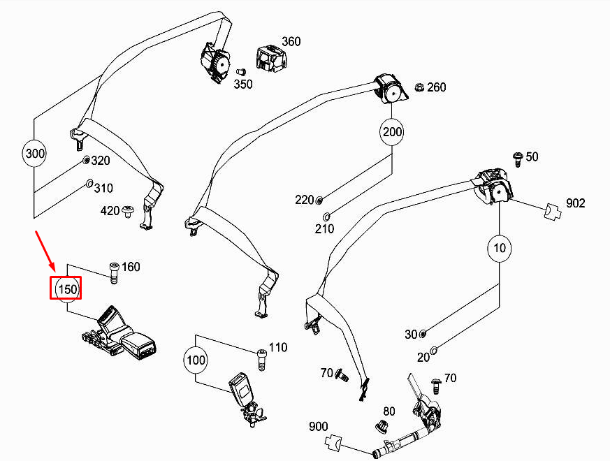 Neu MERCEDES-BENZ E W213 Sitzschnalle hinten rechts und Mitte A2908601100