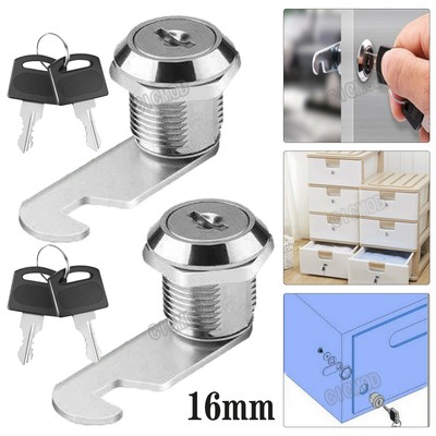 2 Pack 16mm Cylinder Cam Locks with Keys Secure Camper Cabinet Cam Lock Set