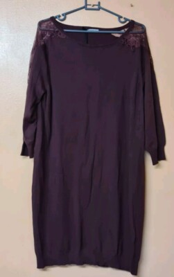 Marella Kleid Burgund Klenia Leichter Strick Halbarm Neu Größe 16