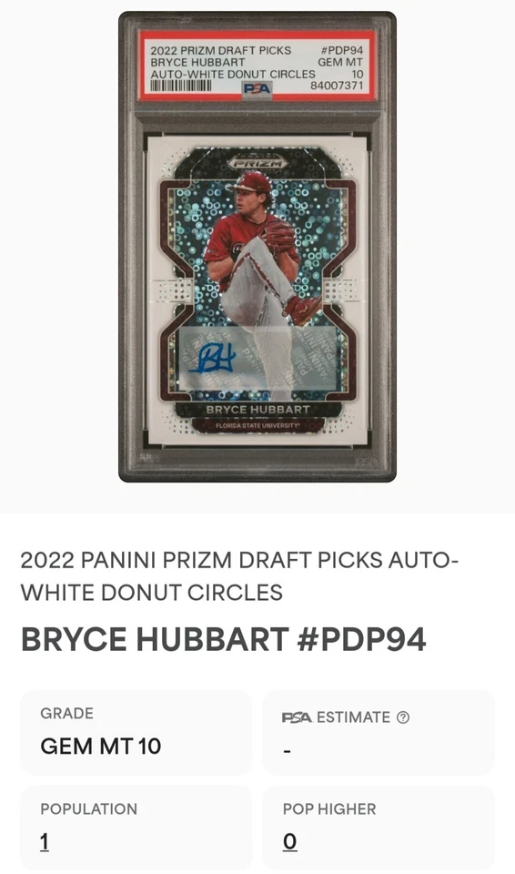 2022 Prizm Draft Picks Bryce Hubbart Autograph White Donut Circles #PDP94 PSA 10 - Image 3 of 3