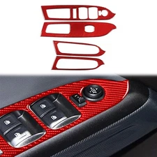 4Pcs For Colorado 2015-22 Window Lift Switch Panel Cover Trim Red Carbon Fiber
