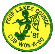 1981 Cub Won-A-Go Patch Four Lakes Council Patch Wisconsin Boy Scouts BSA