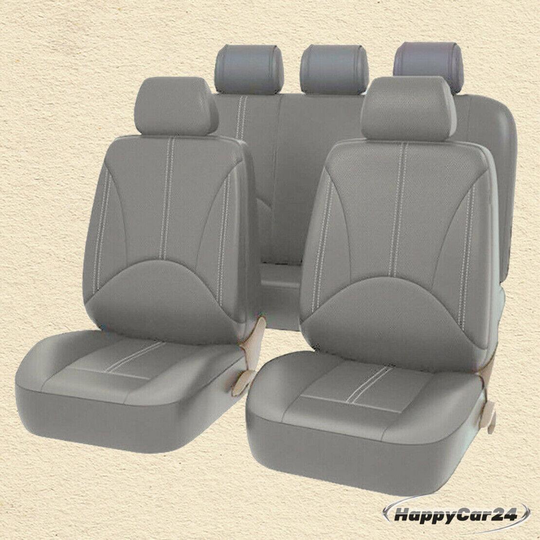 Gray PU Leather Car Seat Cover Set – Front & Rear Cushion Protector-image