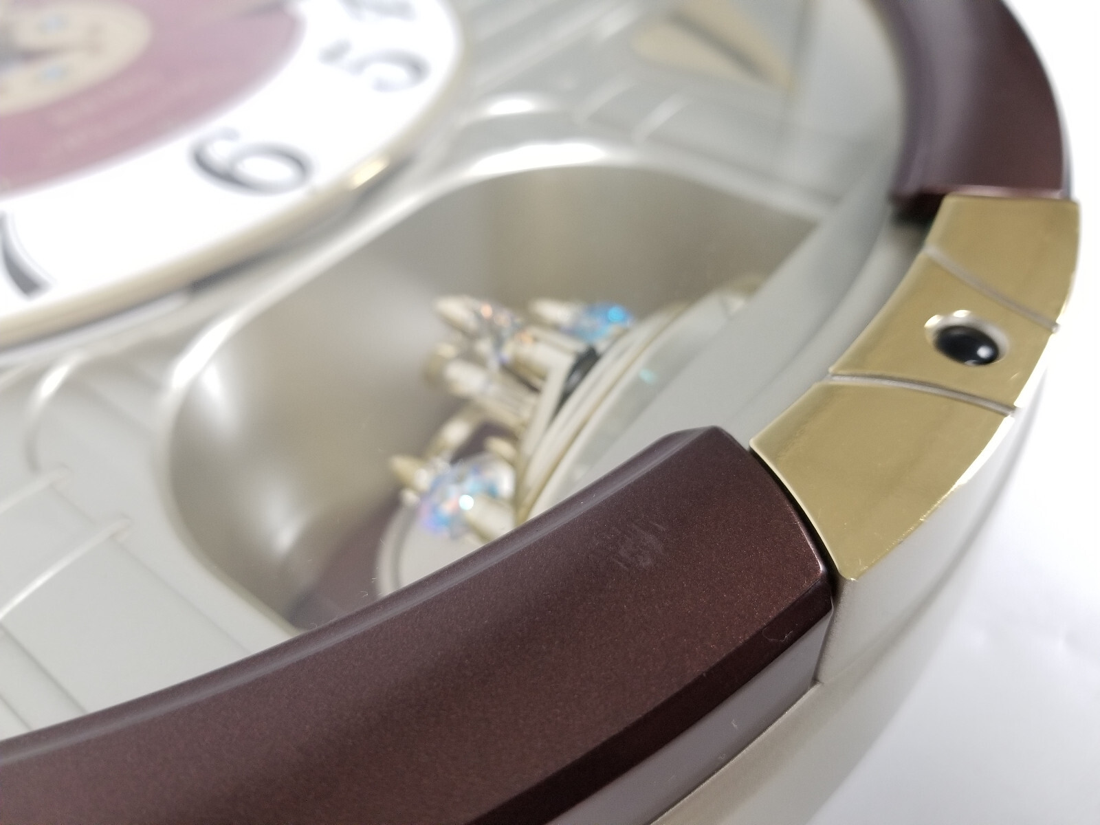 Seiko QXM565BRH Melodies In Motion Clock with Swarovski Crystals