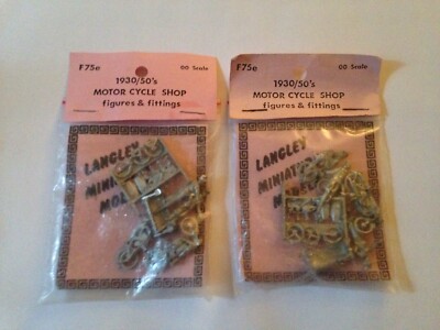 Vintage Langley miniature models 00 scale - 1930/1950's Motorcycle Shop -2 LOT