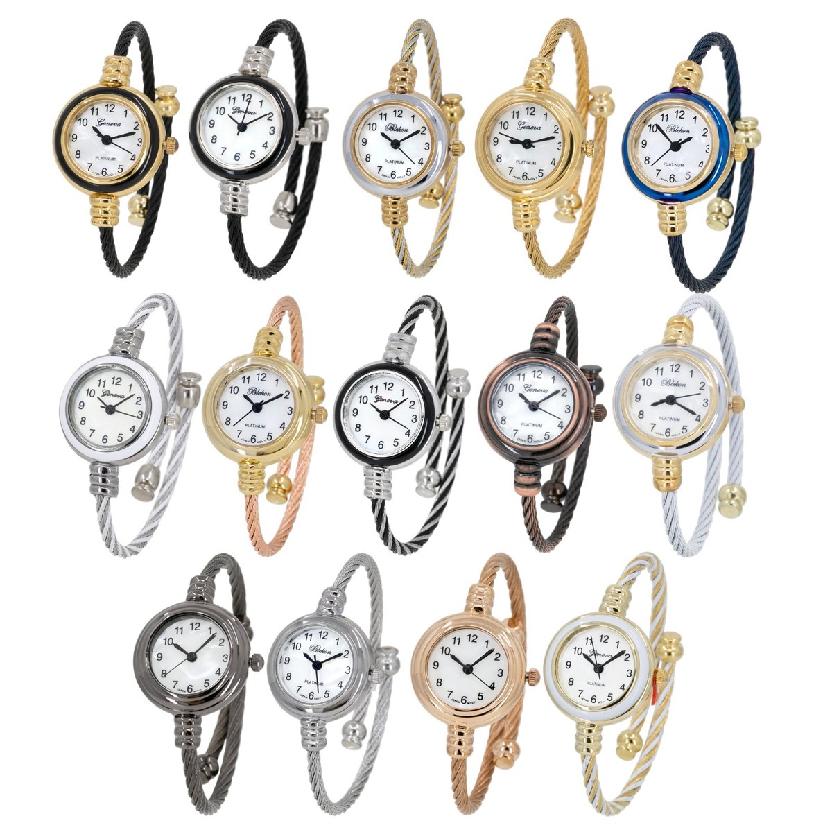 Blekon Collections Women's Round Analog 23mm Case Wire Bangle