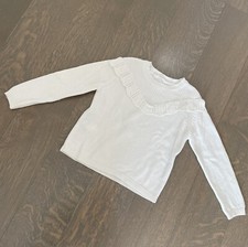 Mango Kids White Sweater with ruffle 6 Years