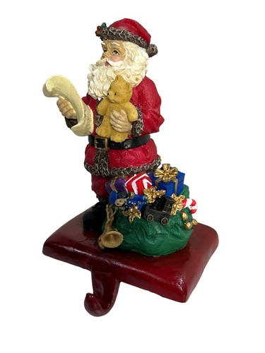 CHRISTMAS STOCKING HOLDER HANGER 3-D Resin SANTA Vintage New 7" Holiday Whimsy - Picture 3 of 11