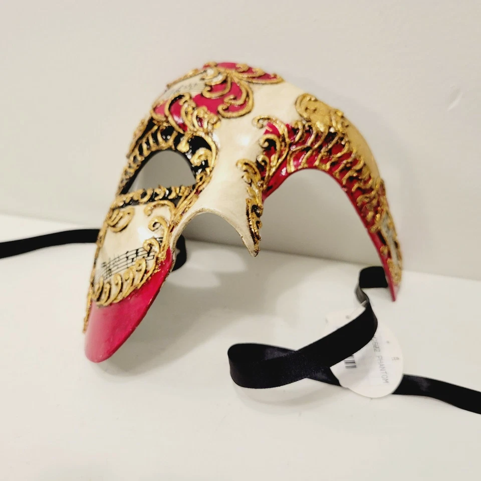 Red Gold Blk Venetian Phantom of The Opera Masquerade Ball Halloween Party Mask - Image 4 of 4