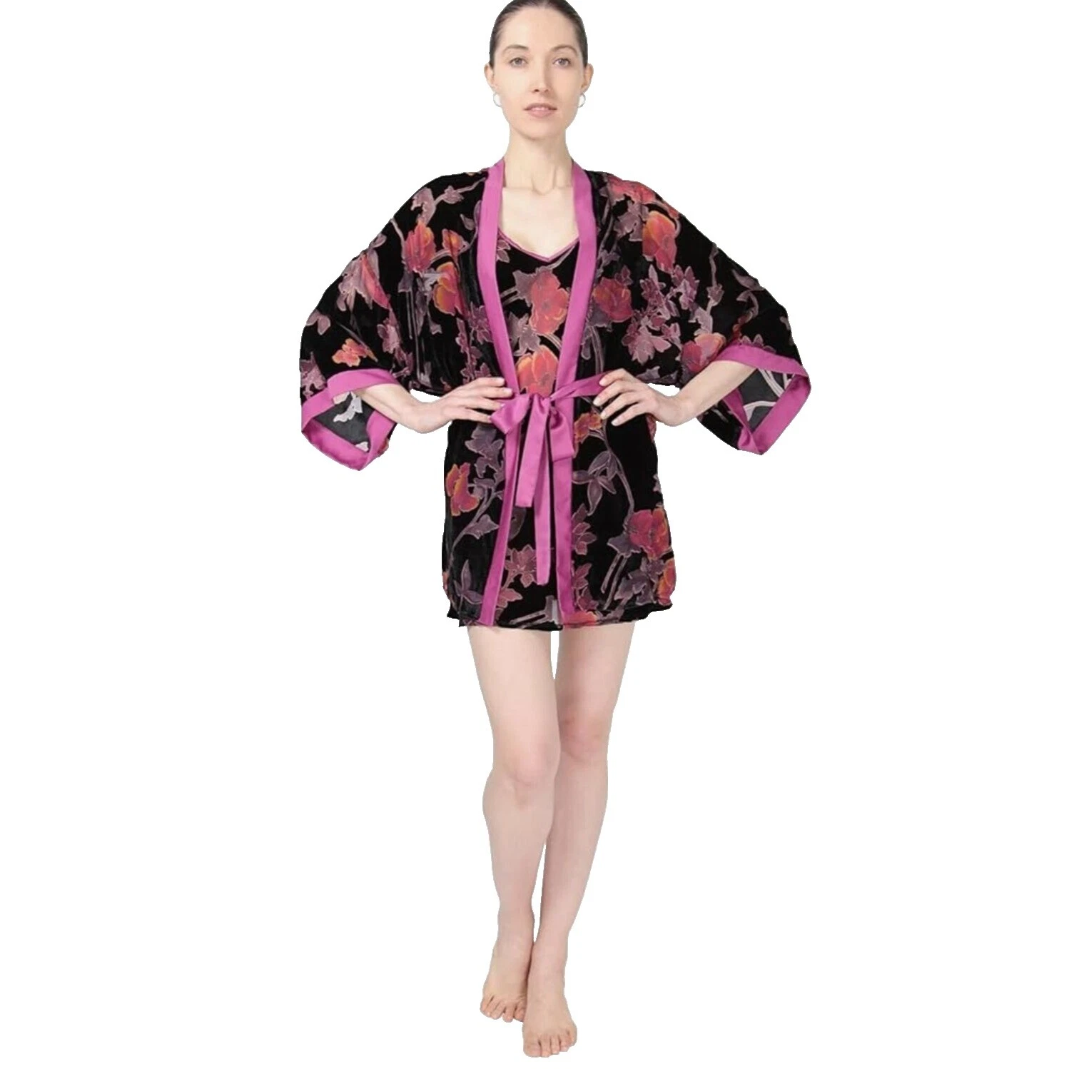 Kimono Black Floral Sleepwear & Robes for Women