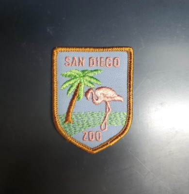 Vintage 1980s Pink Flamingo San Diego Zoo California Sew On Patch 2'' x 3''