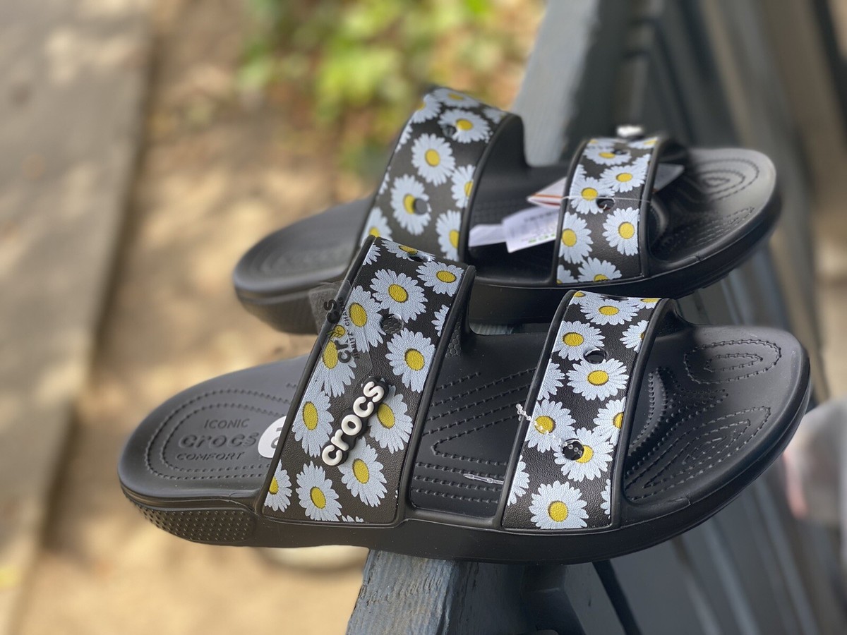 Crocs Men\'s Classic Sandal Slide Black Daisy Sz13 US Classic Crocs Slides Mens 13 Black Sandals Shoes Iconic  main image 3