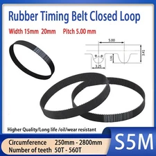 S5M Timing Belt Tooth Pitch 5mm Pulley Belt for 15mm/20mm Width 3D Printer CNC