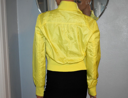 Sz M Neon Yellow LAST KISS Jacket Water Resistant Fitted Cuffs & Waist - Picture 9 of 24