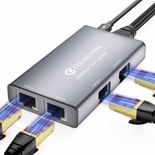 1 To 4 Gigabit Ethernet Splitter 1000Mbps RJ45 LAN Hub USB Power Cable Cat