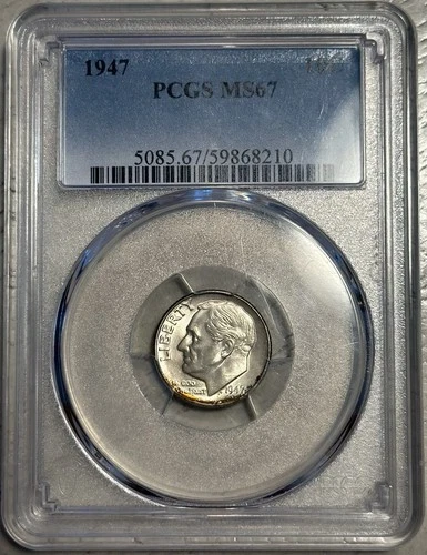 1947 Roosevelt Dime MS67 PCGS Blue Label