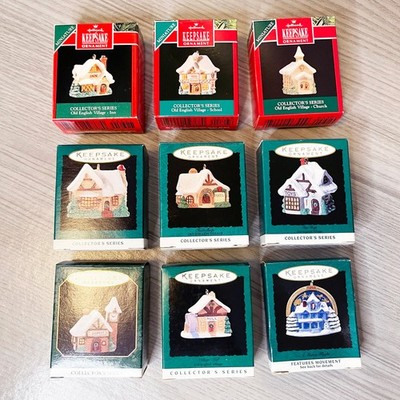 Hallmark Keepsake Old English Village Ornament Lot 1990-1997 Miniature 9 Pc
