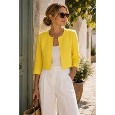 J.Crew Baird McNutt Yellow Linen Cropped Blazer Jacket 4