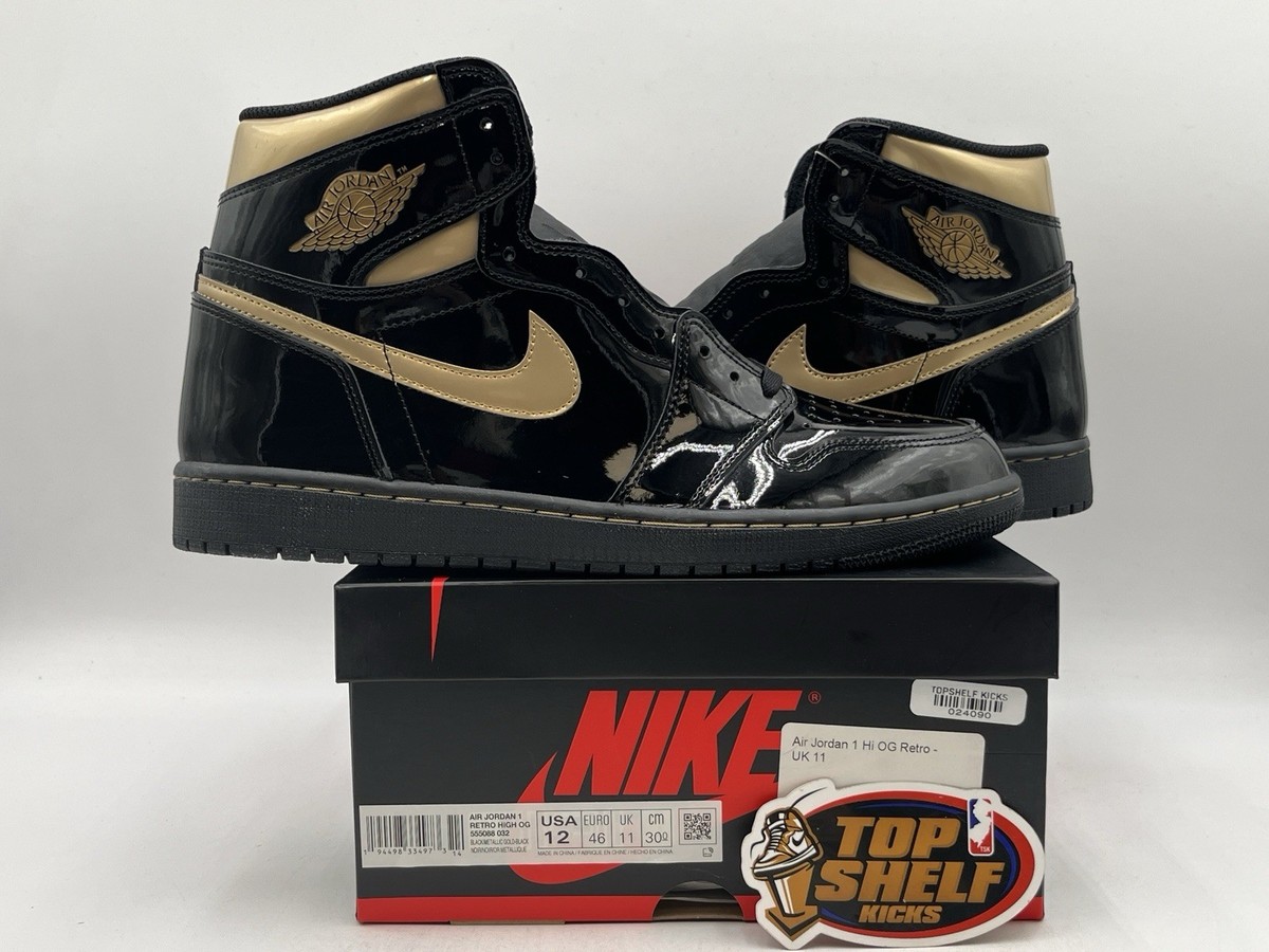 DS New Nike Air Jordan Retro High OG Black Metallic Gold 2020 Size 12  Patent