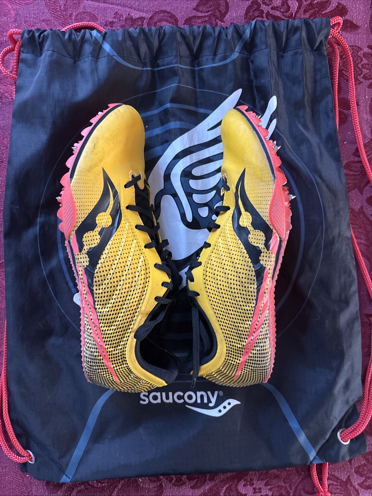 Saucony Spitfire Track & Field Shoes-Women’s 8.5 Gold/Black w/Bag, Spikes & Tool thumbnail 3
