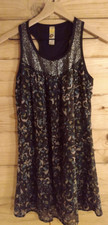 Mimi Chica Multicolor Camo Sheer Lined Racerback Dress Metallic Yoke Sz M *FLAW*