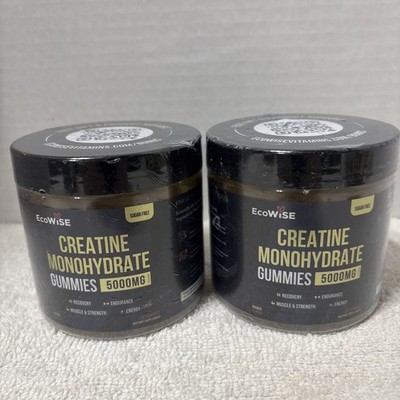 2 X ECOWISE Creatine  Gummies,Muscle, Stamina, & Recovery,Sugar-Free-120ct 5K MG