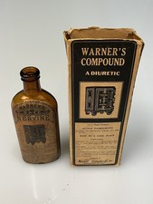 Antique Warner's Safe Nervine Glass Bottle Original Box  Apothecary Pharma Rare