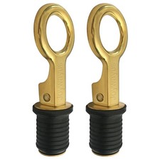 Rubber Drain Plug Brass Snap Handle for 1 Inch Diameter Boat Drains Pack of 2