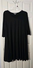 Jessica London Women's Plus Size 20W Black Pullover 3/4 Sleeve Midi Dress