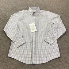 Brooks Brothers Dress Shirt Mens 15-32/33 White Blue Burgundy Check Non Iron