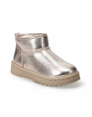 Sonoma Goods For Life Kazz Big Girls 3 Ankle Boots Gold Glitter Faux Fur Lining