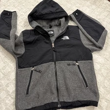 North Face Polartec Boys Jacket Coat Full Zip Hoodie Size M Medium Gray