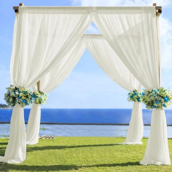 IVORY 5ft x 14ft Premium Chiffon SHEER CURTAIN Window Drape Panel Party Events - Image 4 of 4