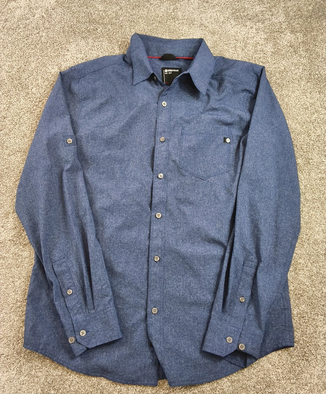 Marmot Blue Mens Size Medium Gorpcore Roll Tab Sleeve Hiking Fishing