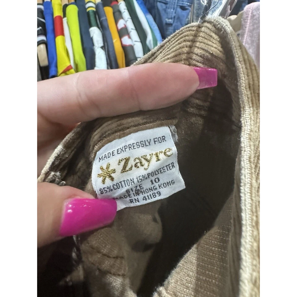 Falda acampanada vintage años 70 Zayre marrón pana cintura alta abotonada talla 10 Foto 4 de 4