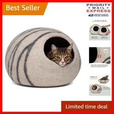 Comfortable Light Grey Merino Wool Cat Cave   Perfect Indoor Retreat for Felines