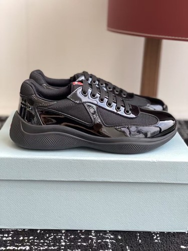 Prada Americas Cup Men's Black Low-top Fashion Casual Sports Shoes
